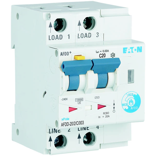 Întrerupător diferențial AFDD 20A 2P C 10KA 30mA, Eaton