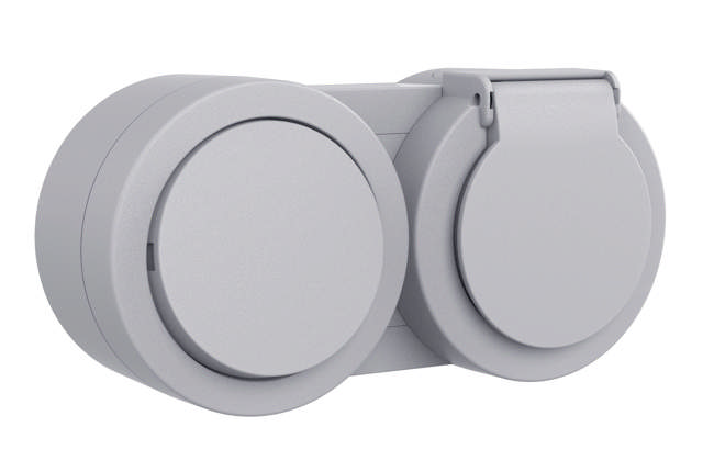 Întrerupător+priză cu capac gri Xone - OVIVO