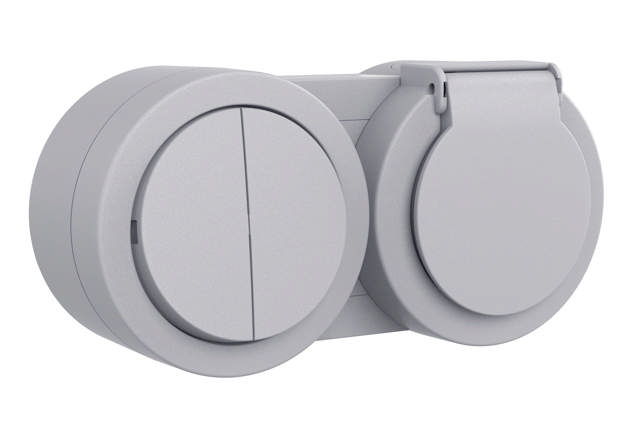 Comutator+priză cu capac gri Xone - OVIVO