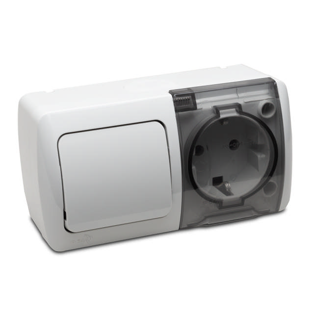 Întrerupător+priză aplicat gri Eva - ELBI