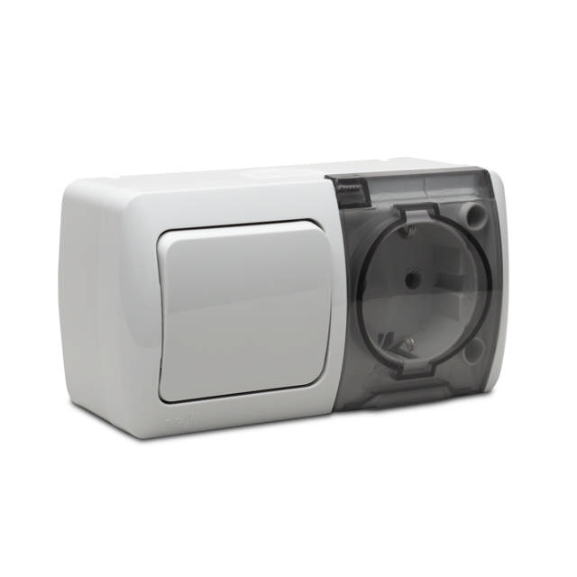 Întrerupător+priză aplicat gri Eva - ELBI