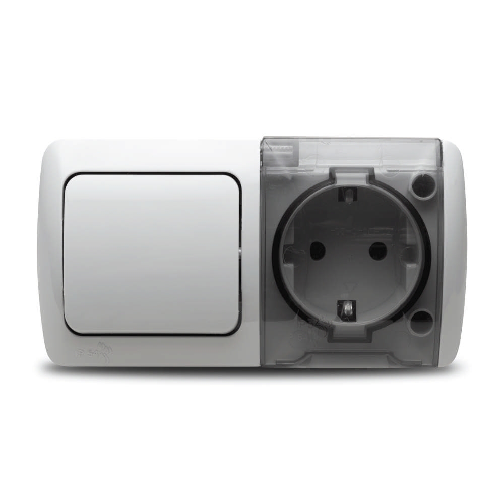 Întrerupător+priză aplicat gri Eva - ELBI