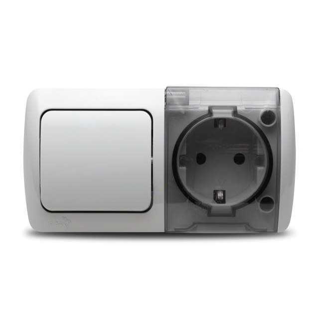 Întrerupător+priză aplicat gri Eva - ELBI