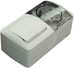 Comutator+priză aplicat IP54 gri Eva - ELBI