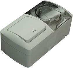 Întrerupător cap scară+priză aplicat gri Eva - ELBI