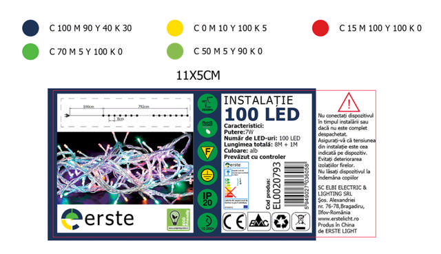 Instalatie Craciun Alb 100 LED 8m IP20    