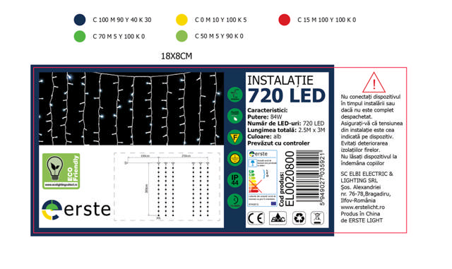 Perdea Lumina Alb 720LED 2.5x3m IP44    