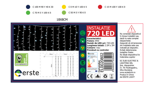 Perdea Lumina Rosu 720LED 2.5x3m IP44    