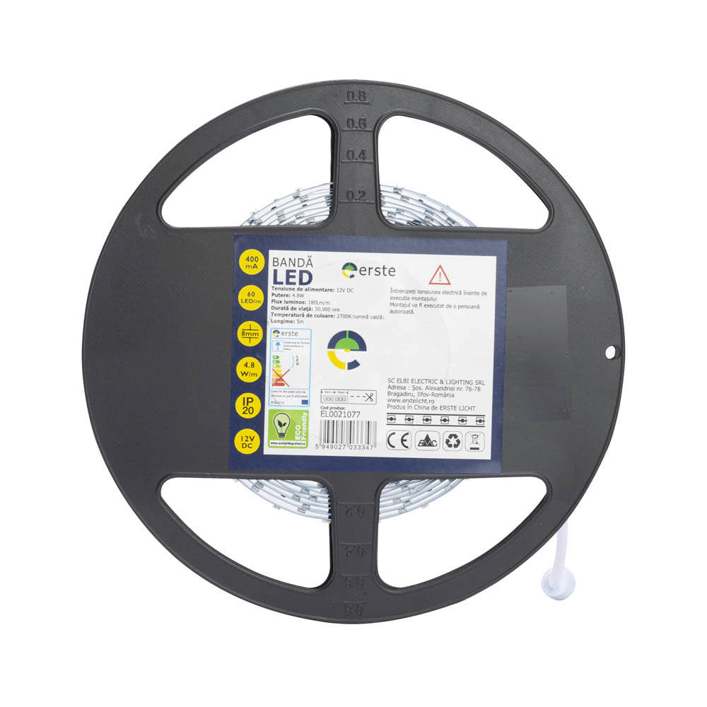 Banda LED 5x60 4.8W/m 2700K IP20 5m/Rola 