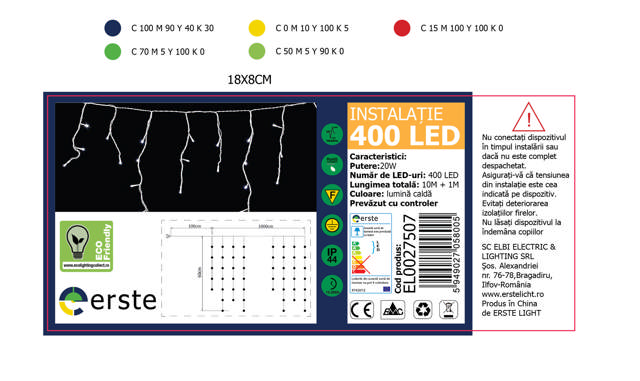 Ghirlanda Alb Cald 400LED 10x0.6m IP44    