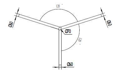 Brat Triplu Curbat 120° 1m Pentru Stalp - SOLENTIS