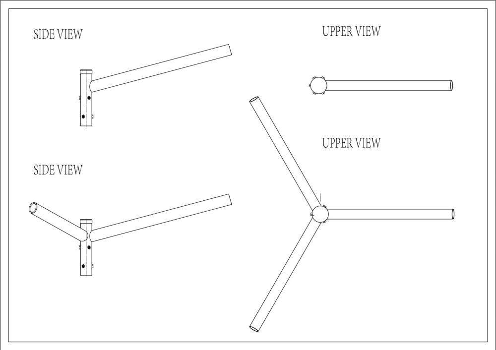 Brat Triplu Drept 120° 0.5m Pentru Stalp - SOLENTIS