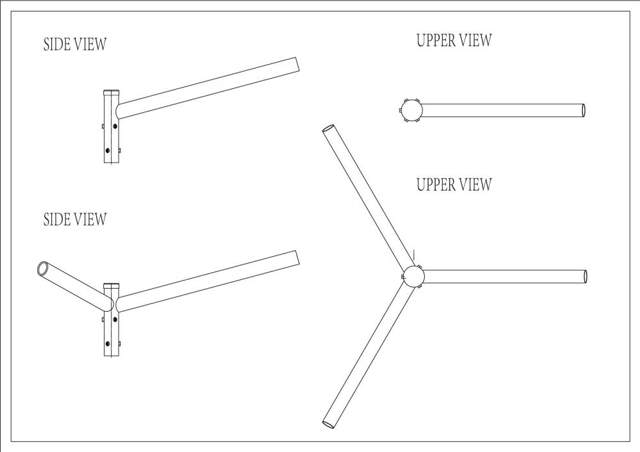 Brat Triplu Drept 120° 0.5m Pentru Stalp - SOLENTIS