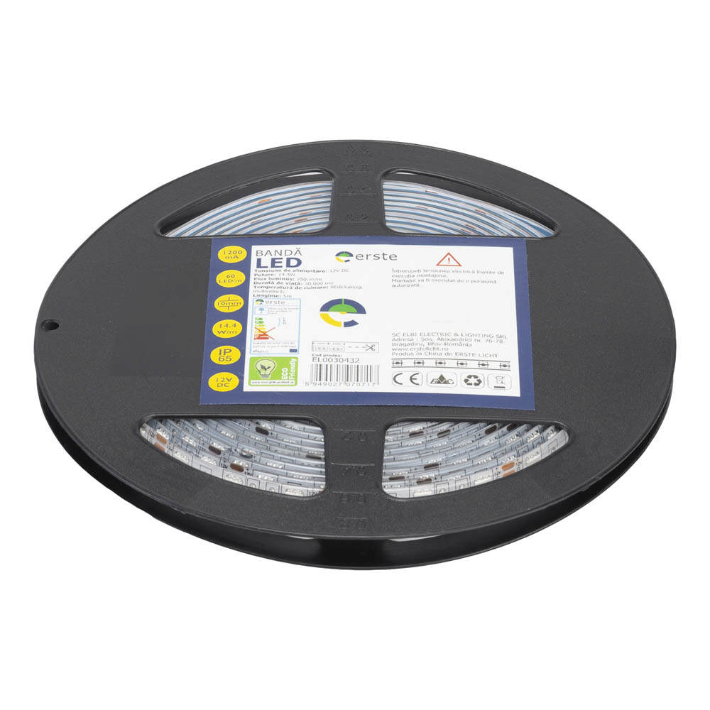 Banda LED 5x60 14.4W/m RGB IP65 Tip LED 5m/Rola 