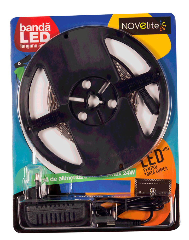 Banda LED Blister 4.8W/M sursa 24W IP20 2700K   