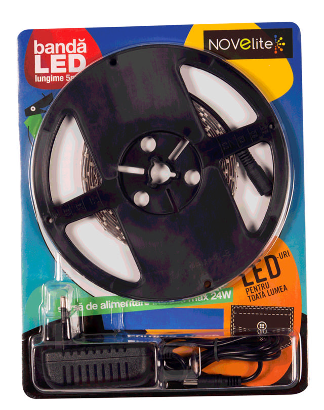 Banda LED Blister 4.8W/M sursa 24W IP20 2700K   