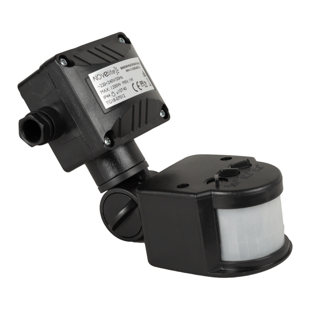 Senzor Miscare PT Negru JQ35 180° 1200W 2-12m IP44 - NOVELITE