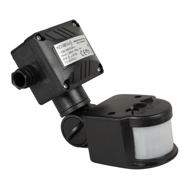 Senzor Miscare PT Negru JQ35 180° 1200W 2-12m IP44 - NOVELITE