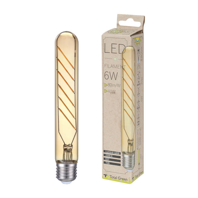 Bec LED EVO17 Filament T30 6W E27 2200K Auriu