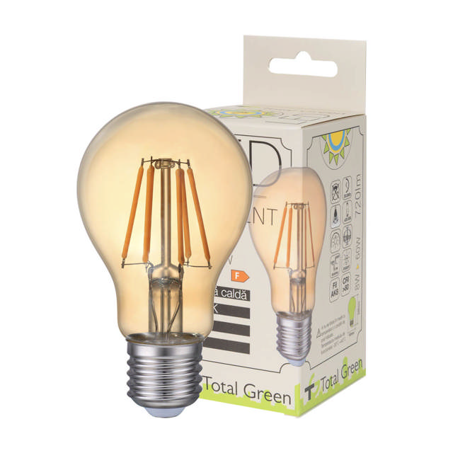 Bec LED EVO17 Filament A60 8W E27 2200K Auriu