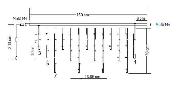 Ghirlanda Extensibila Flash 64 LED 4.6W Bleu