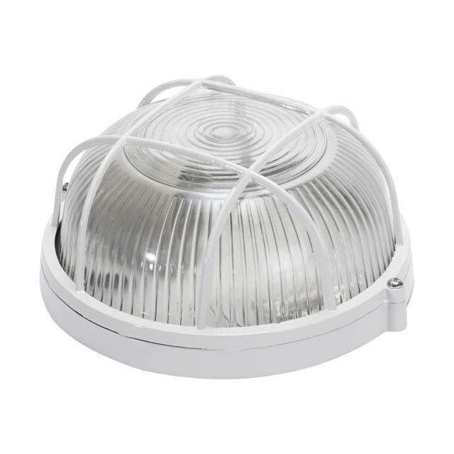 Corp BAT E27 Rotund Alb IP54 Dispersor Opal Sticla+Grilaj - NOVELITE