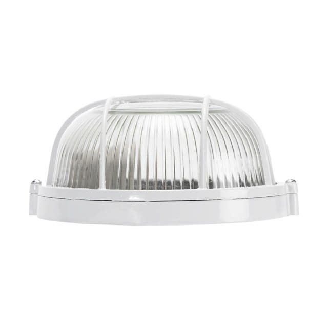 Corp BAT E27 Rotund Alb IP54 Dispersor Opal Sticla+Grilaj - NOVELITE