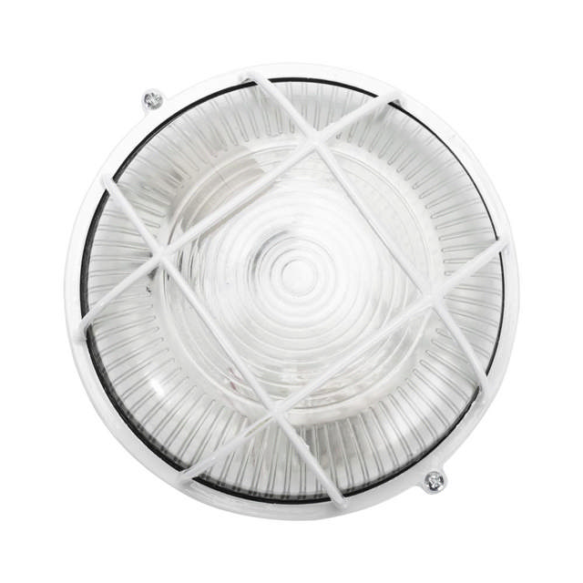 Corp BAT E27 Rotund Alb IP54 Dispersor Opal Sticla+Grilaj - NOVELITE