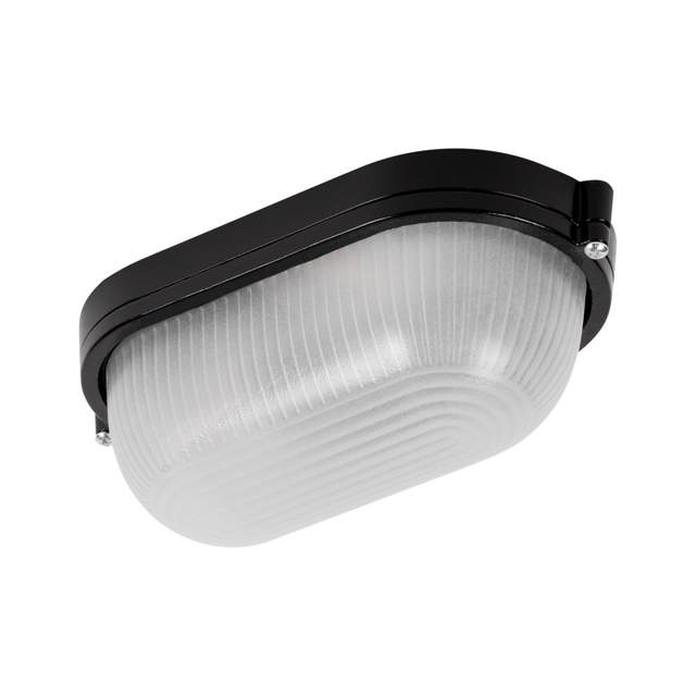 Corp BAT E27 Oval Negru IP54 Dispersor Opal Sticla - NOVELITE