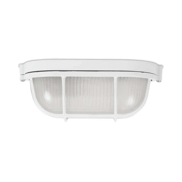 Corp BAT E27 Oval Alb IP54 Dispersor Opal Sticla+Grilaj - NOVELITE