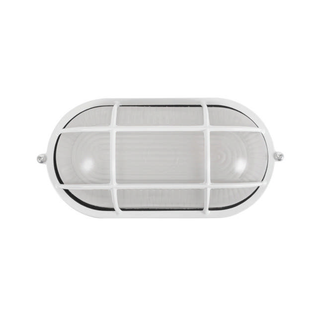 Corp BAT E27 Oval Alb IP54 Dispersor Opal Sticla+Grilaj - NOVELITE