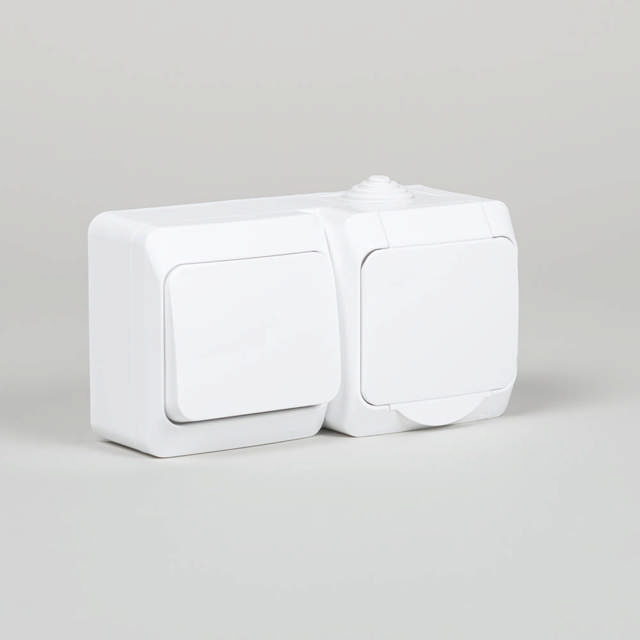 Priză Schuko+întrerupător aplicat IP44 alb Cedar - SCHNEIDER | WDE000500