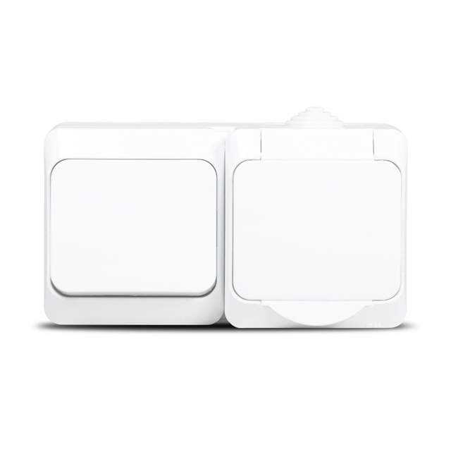 Priză Schuko+întrerupător aplicat IP44 alb Cedar - SCHNEIDER | WDE000500