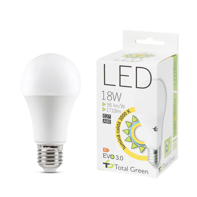 Bec LED A75 18W E27 3000K – TOTAL GREEN