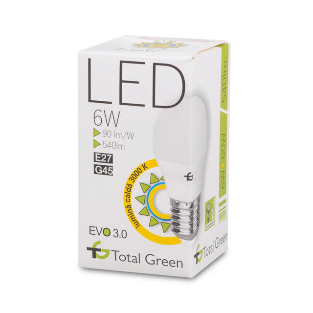 Bec LED EVO3.0 Sferic G45 6W E27 3000K