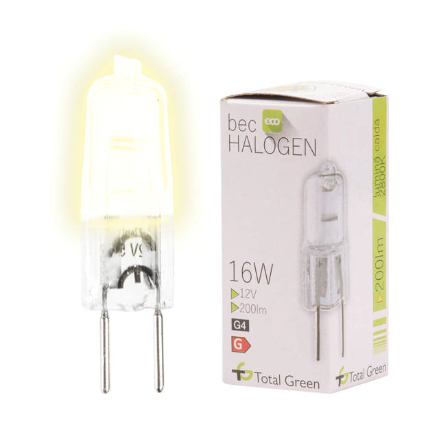Bec halogen bulb 16W G4 12V, Total Green