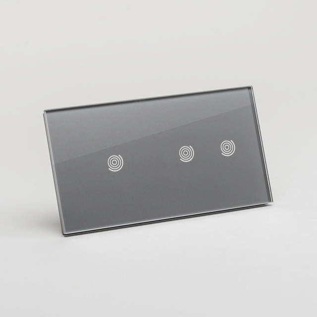 Panou dublu gri 2T+1T, aparataj touch PULSAR NS