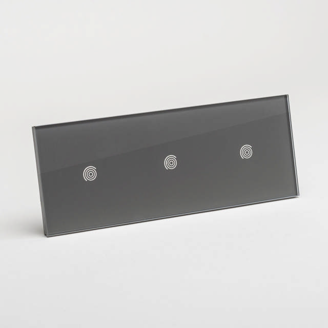 Panou triplu gri 1T+1T+1T, aparataj touch PULSAR NS