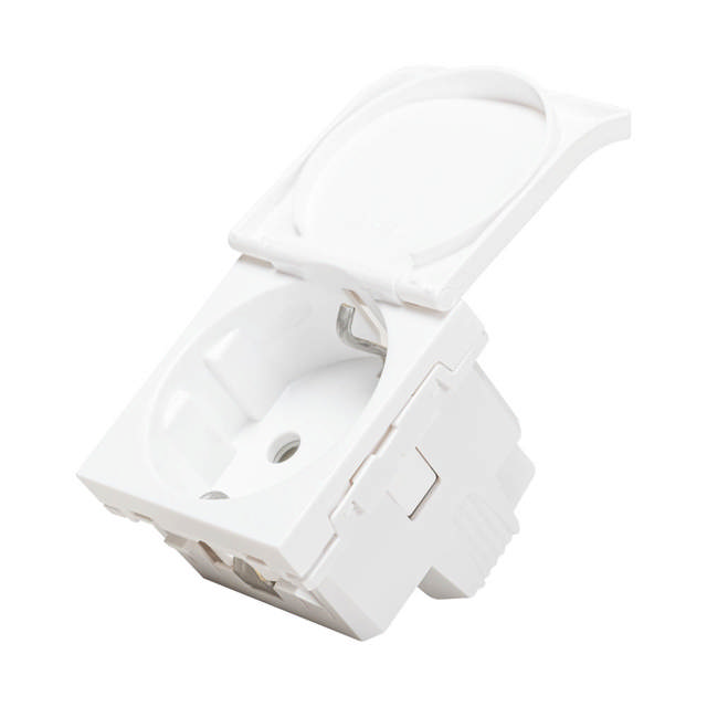 Priză cu capac schuko 2m, alb, Unica NU303718TA