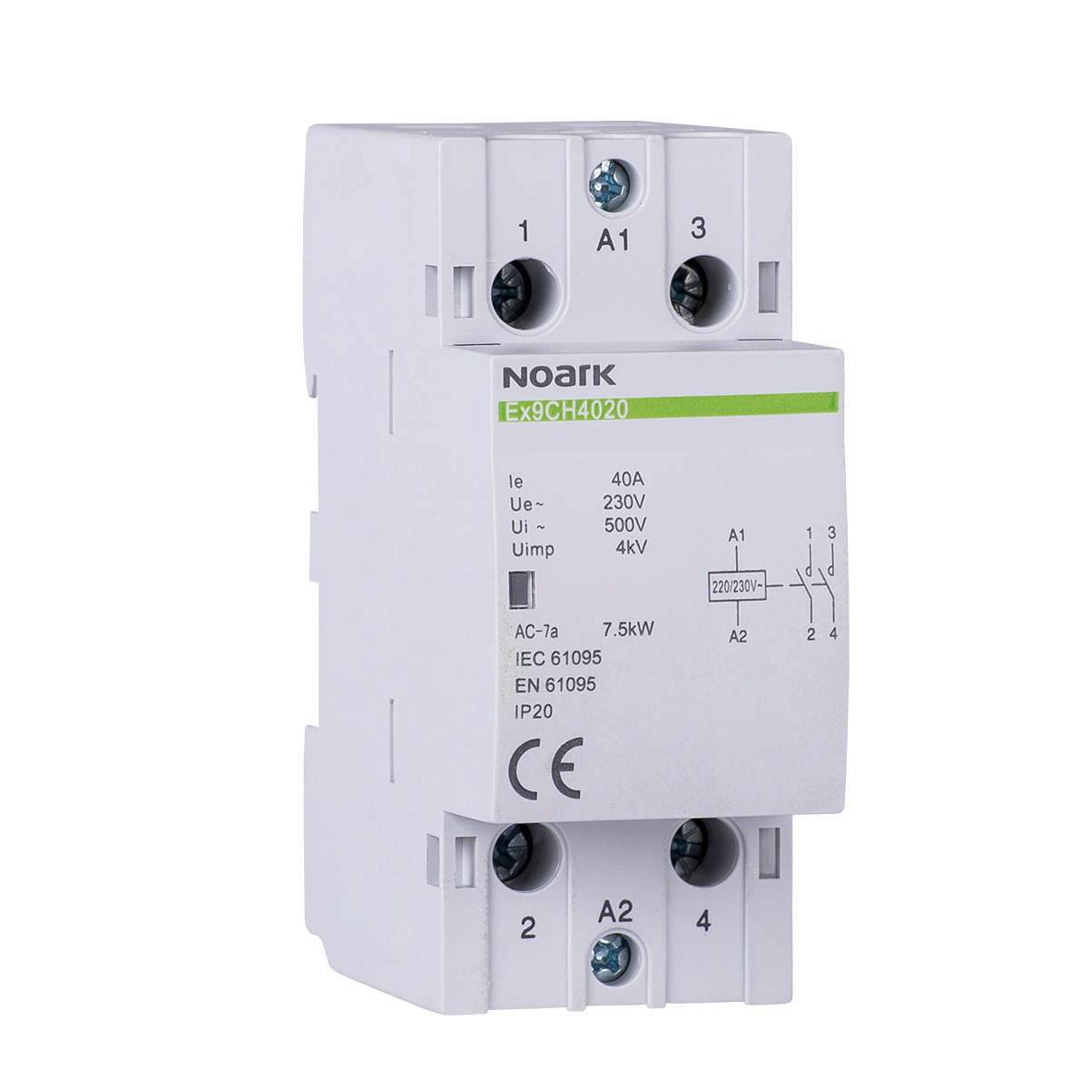 Contactor de instalare Ex9CH63 20 220/230V 50/60Hz, 102423, Noark