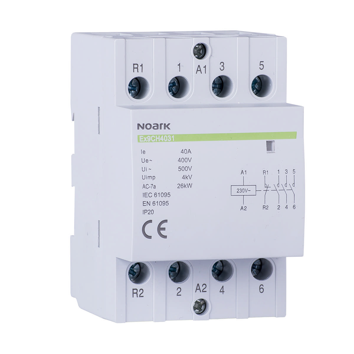 Contactor de instalare Ex9CH40 40 220/230V 50/60Hz, 102420, Noark