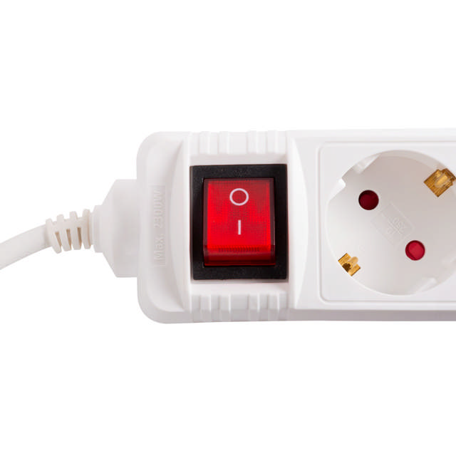 Prelungitor 3m 6 prize cu intrerupator, alb, Inlet