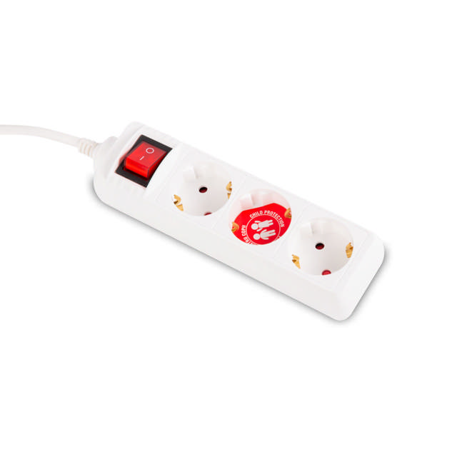 Prelungitor 5m 3 prize cu intrerupator, alb, Inlet