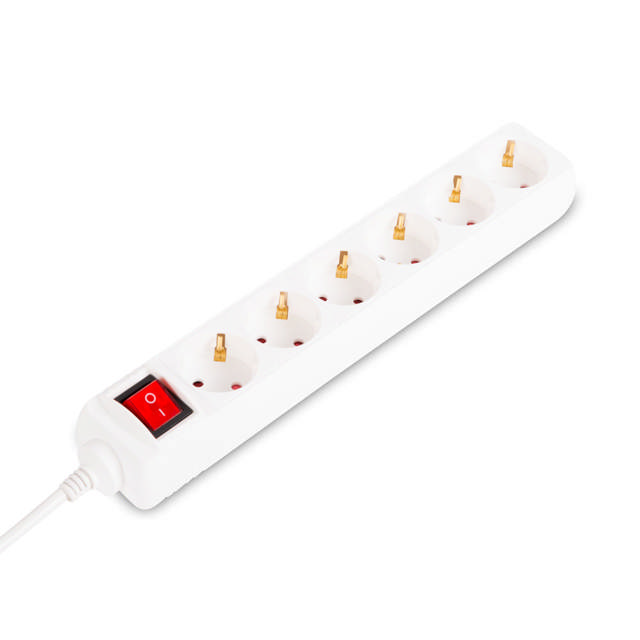 Prelungitor 5m 6 prize cu intrerupator, alb, Inlet
