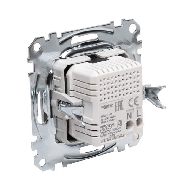 Noua Sedna MEC priza USB A+C 2,4A, alb, Schneider