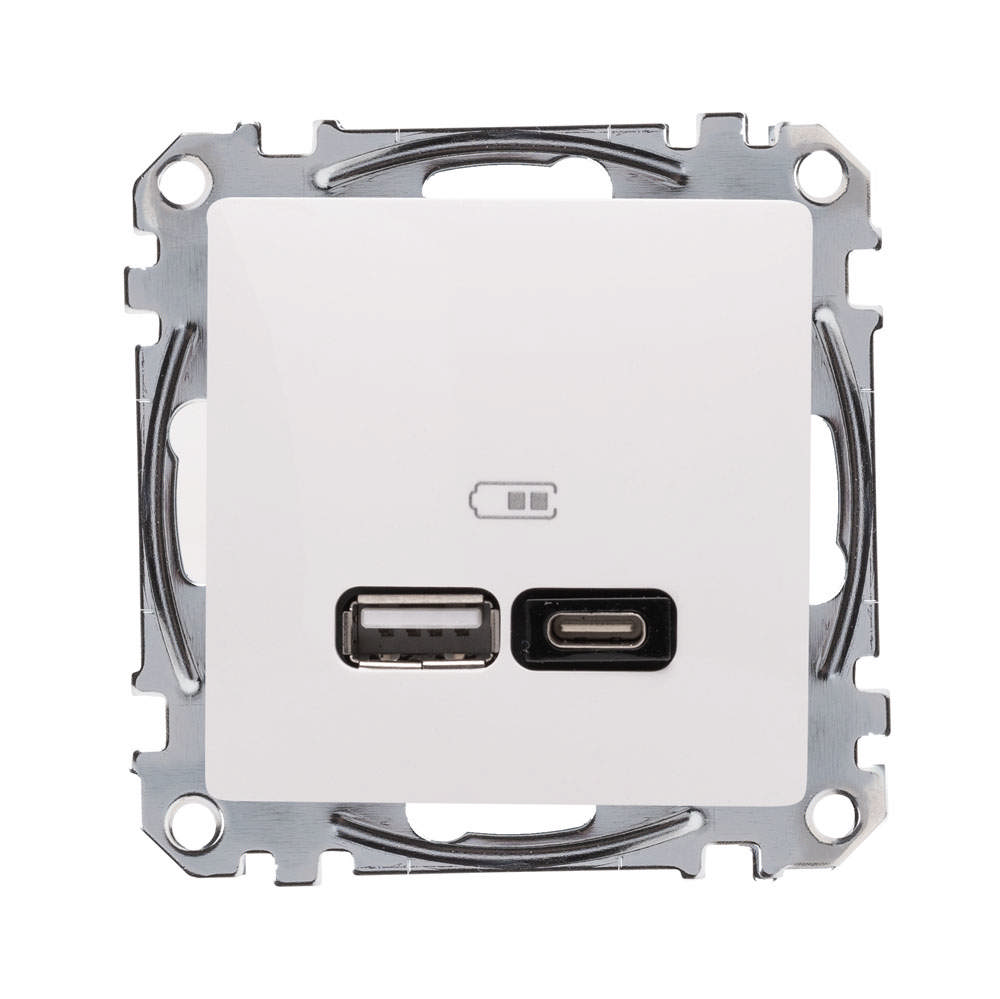 Noua Sedna MEC priza USB A+C 2,4A, alb, Schneider