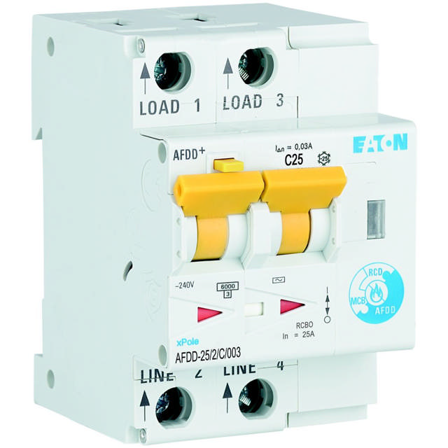 Întrerupător diferențial AFDD 25A 2P C 10KA 30mA, Eaton