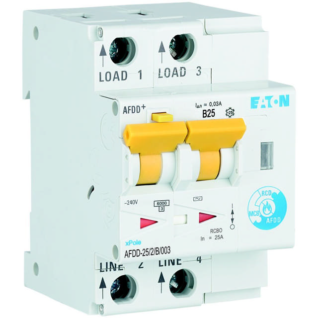 Întrerupător diferențial AFDD 25A 2P B 10KA 30mA, Eaton