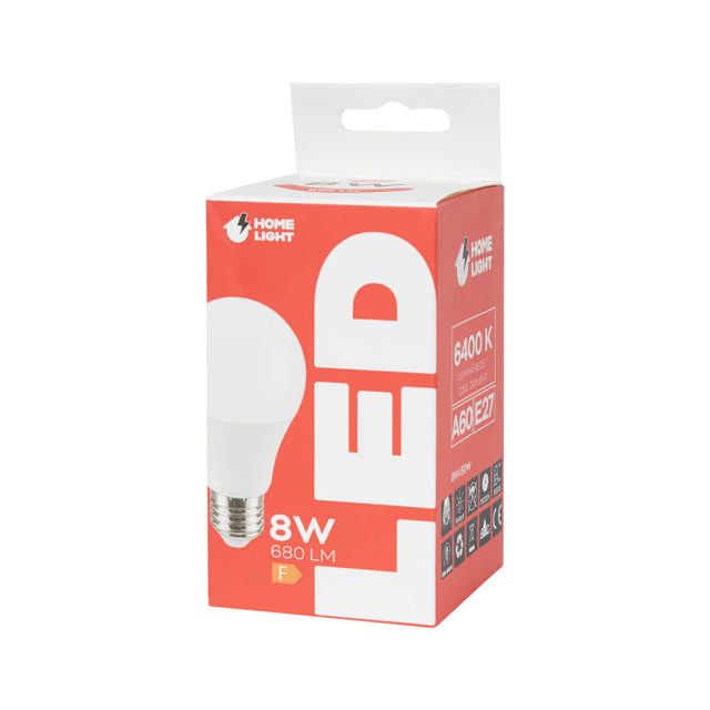 Bec LED A60 8W E27 6400K, Homelight