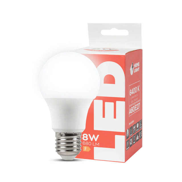 Bec LED A60 8W E27 6400K, Homelight
